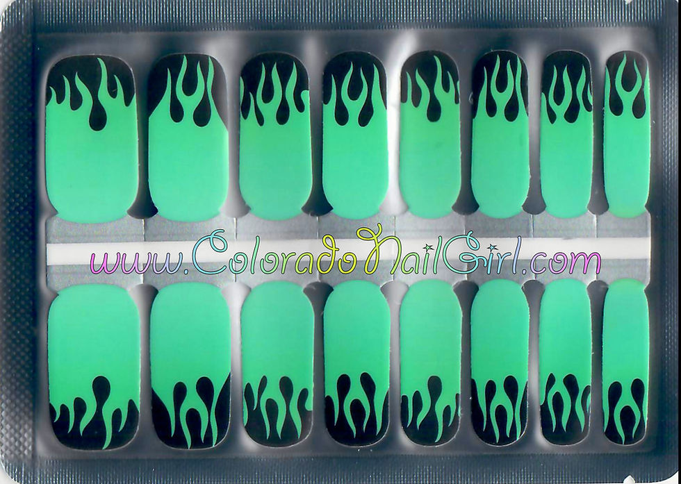 Thumbnail: Bright Minty Lime Flames on Black - ZB Series
