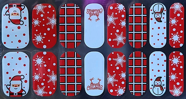 Red Christmas Snowflakes & Santa