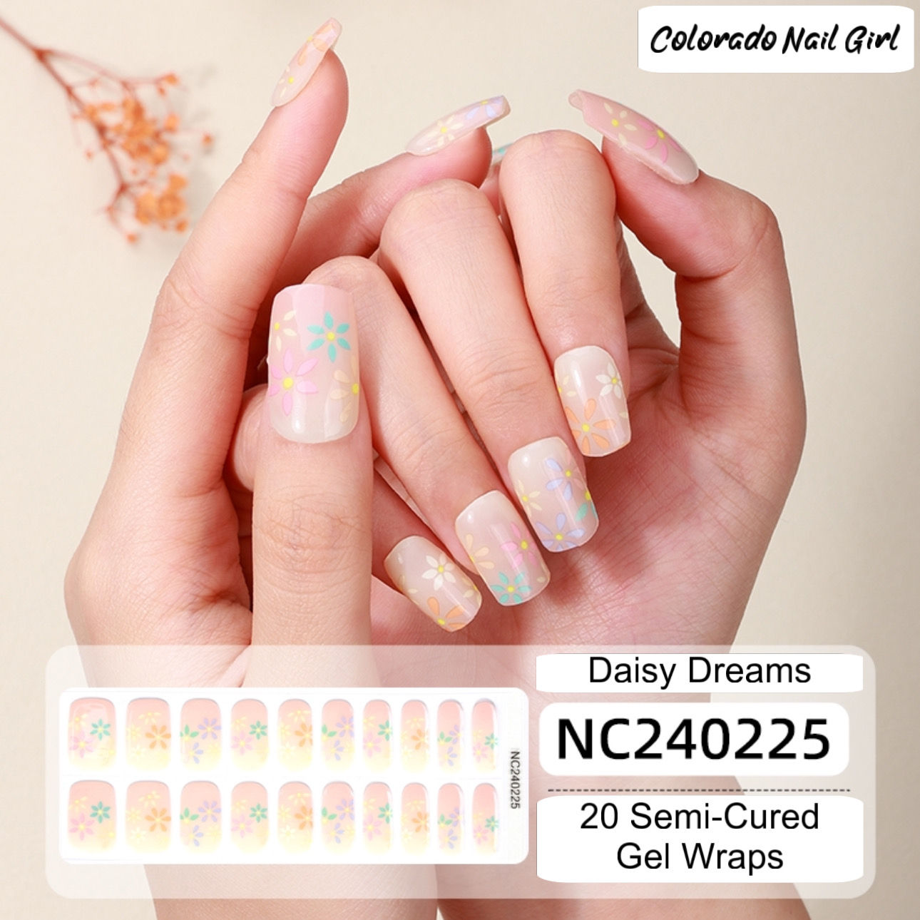 Daisy Dreams - Premium Semi-Cured Gel Wraps