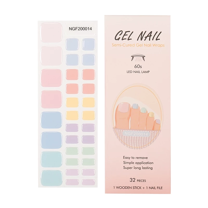 Thumbnail: Pastel Rainbow Pedi - Premium Semi-Cured Gel Wraps