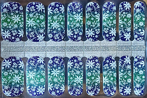 Gradient Blue/Green Glitter With Snowflakes