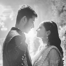 Bride and groom portrait from a wedding in Vrindavan, Uttar Pradesh