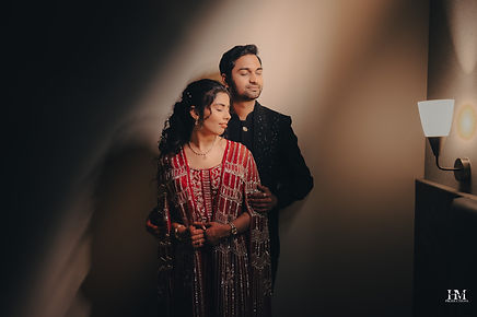 Diksha and Atul’s romantic couple portrait at their Jaipur wedding