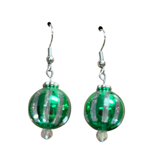 Earrings - Green Christmas Ornaments
