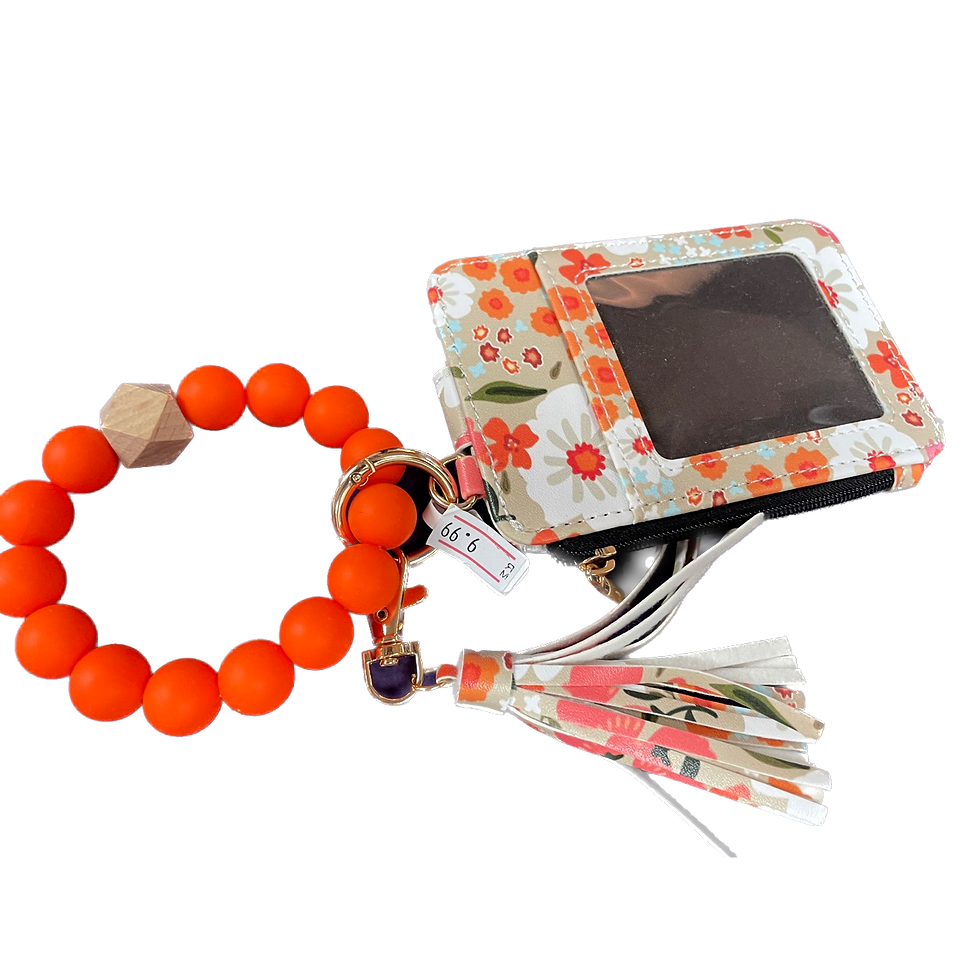 Wristlet Keychain Wallet - Orange