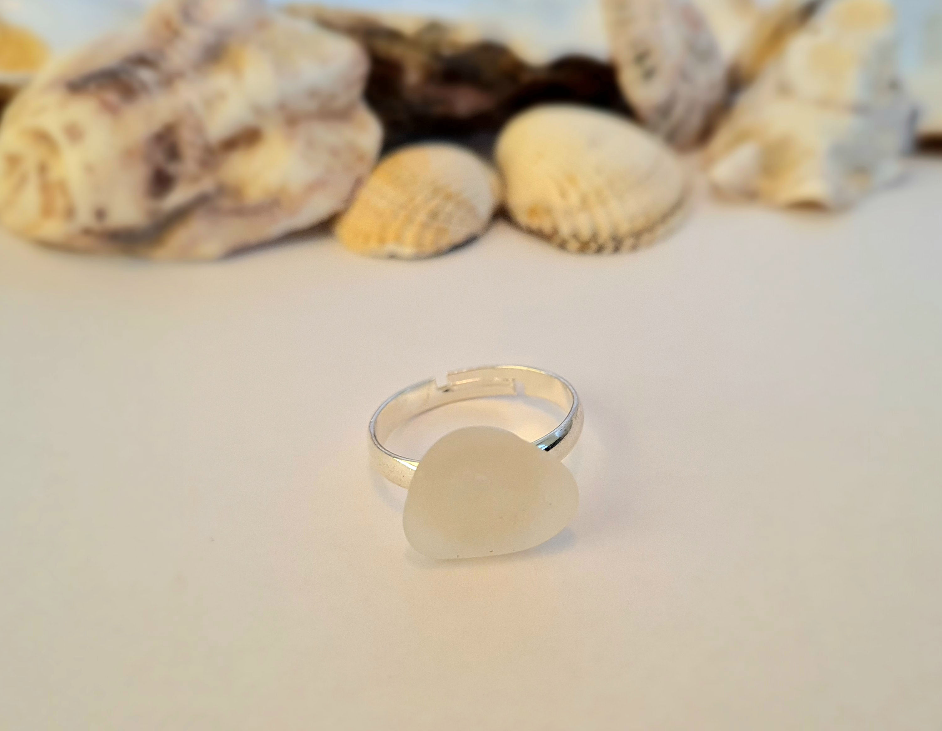 White Sea Glass Ring