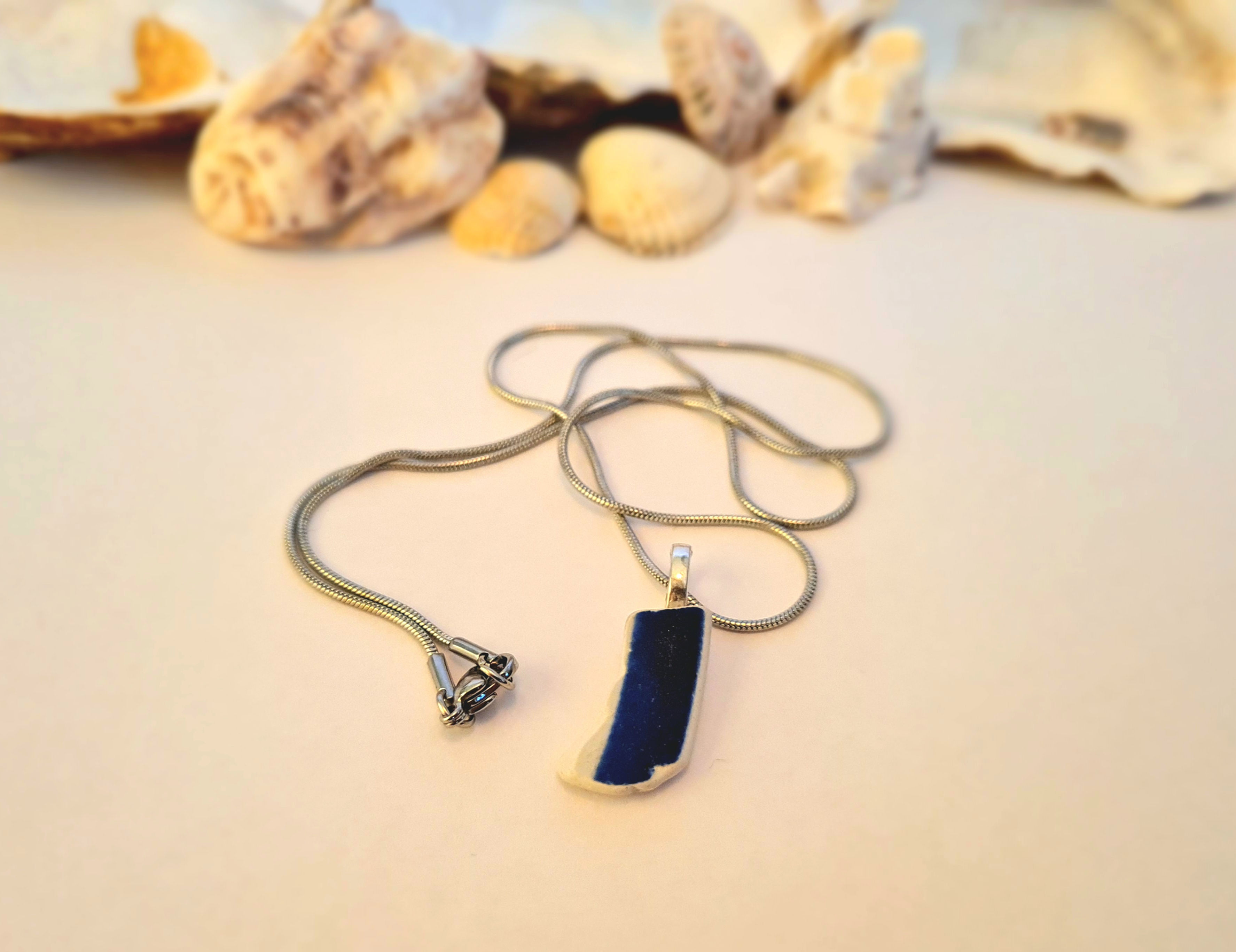 Blue Sea Pottery Necklace