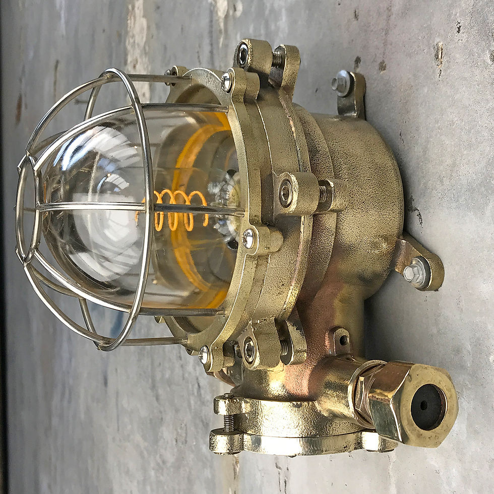 Thumbnail: Cast Brass Japanese Explosion Proof Bulkhead Lamp