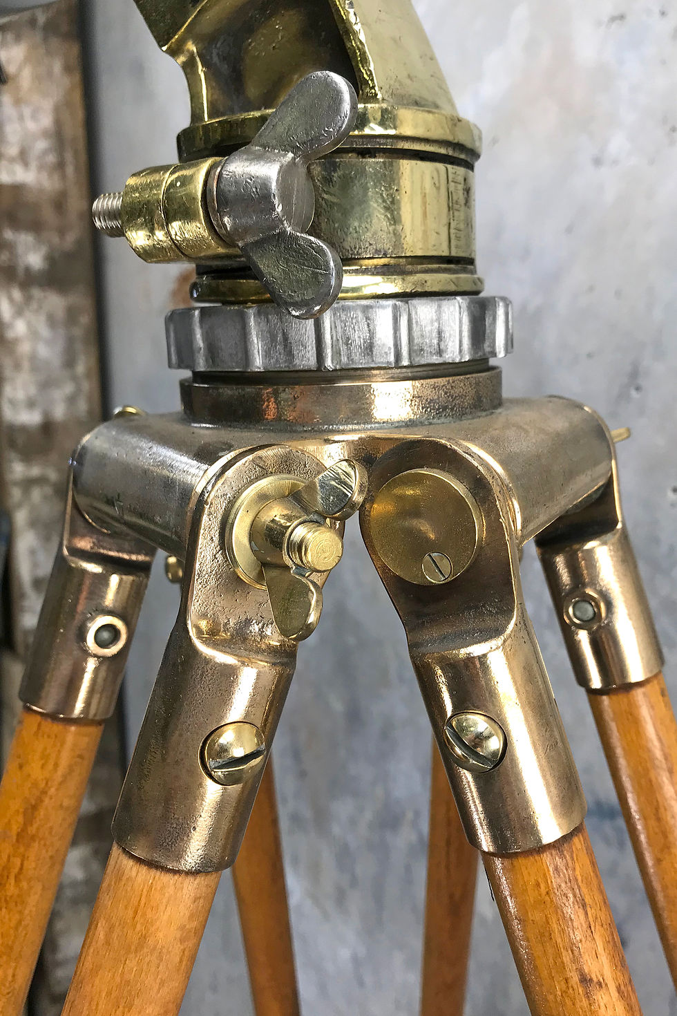 Thumbnail: Japanese Industrial Stainless Steel & Brass Search Light Tripod