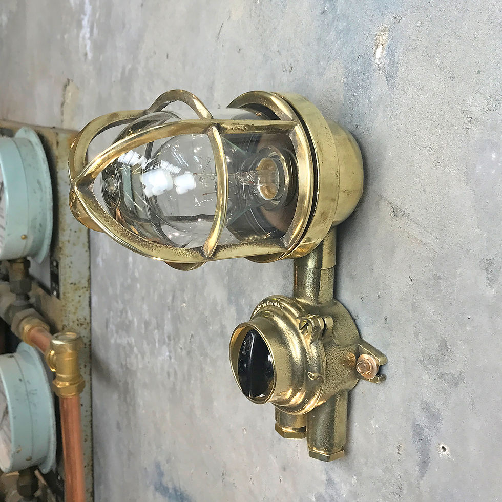 Thumbnail: Wiska Brass Wall light - Rotary Switch IP54