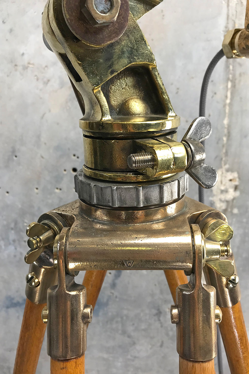 Thumbnail: Japanese Industrial Stainless Steel & Brass Search Light Tripod