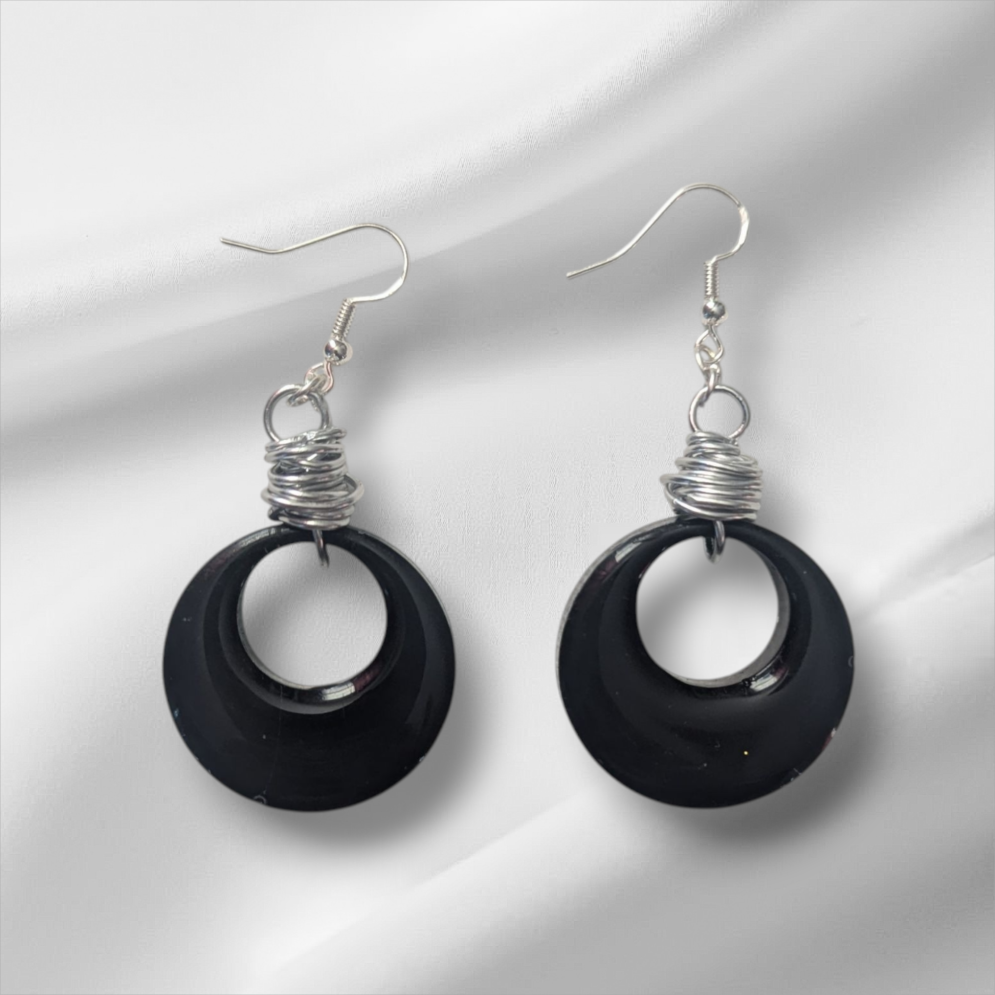 Contemporary Dark Green Circle Cut-Out Earrings