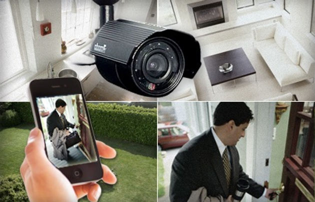 Security Camera System viewed with Smartphone