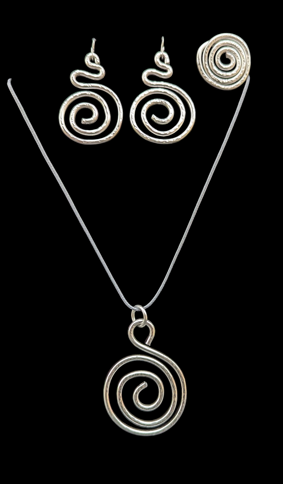 Silver swirl necklace and earrings set