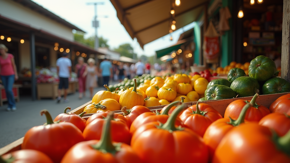 Eye-level view of a vibrant outdoor market in Florida