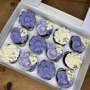 lilac and white swirl cupcakes