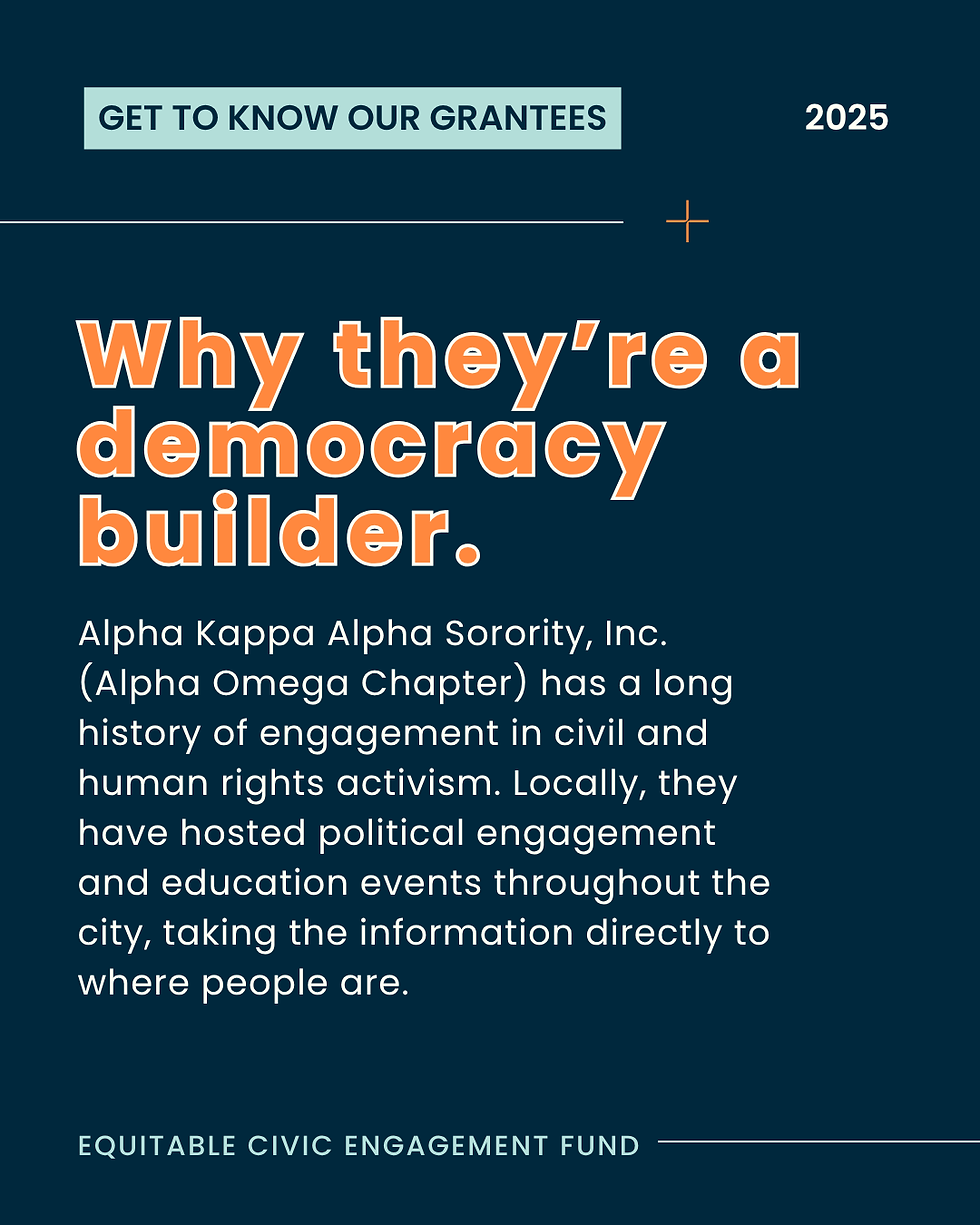Why they're a democracy builder. Alpha Kappa Alpha Sorority, Inc. (Alpha Omega Chapter) has a long h