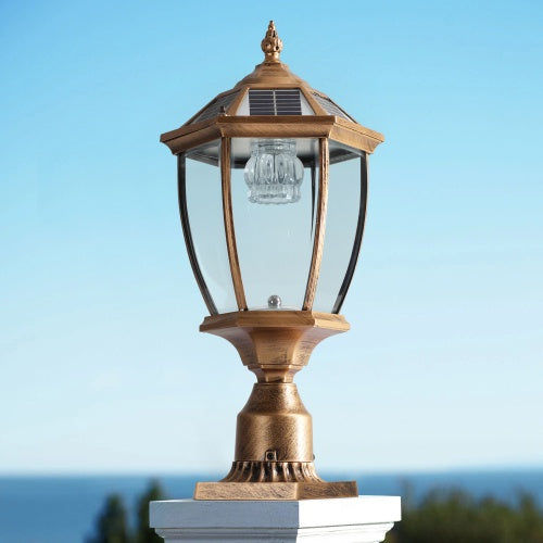 Vintage Gold Solar Pillar Headlight With Dimmable LED 1-Pack Unavailable Platfor