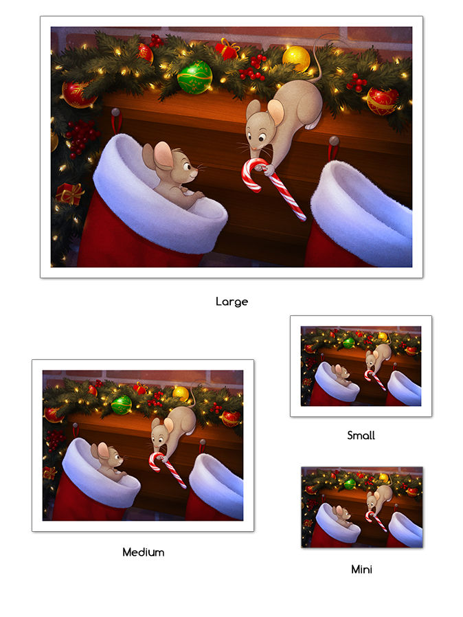 Thumbnail: Christmas Stocking Mice Signed Print