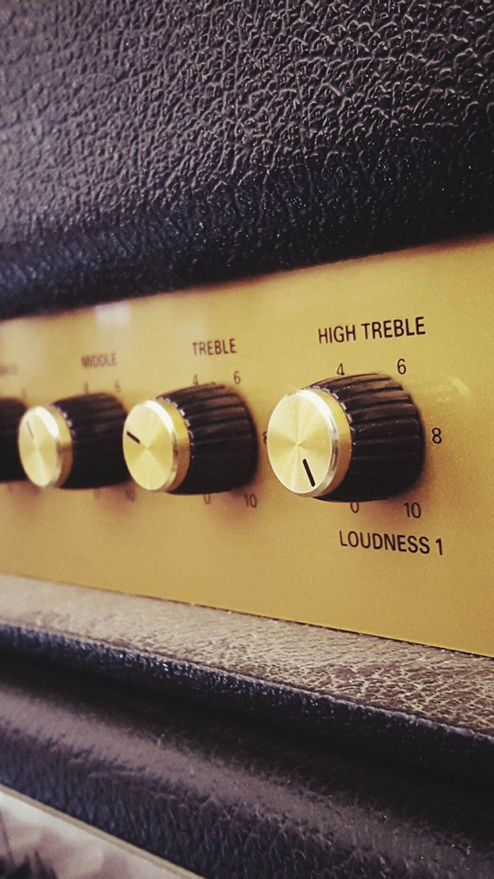 Close up picture of a guitar amp.