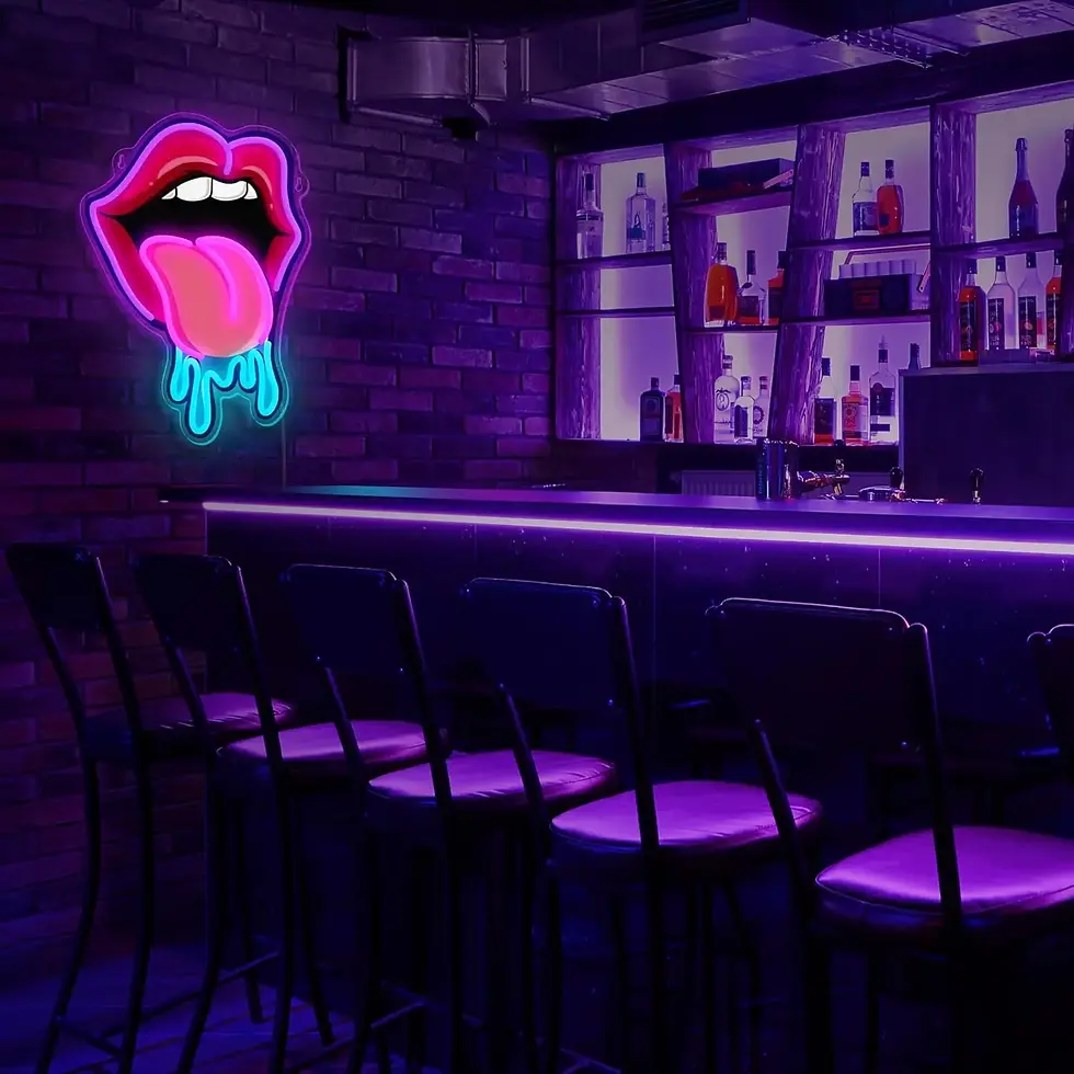 Thumbnail: USB Dimmable Lips Neon Sign With Dripping Tongue