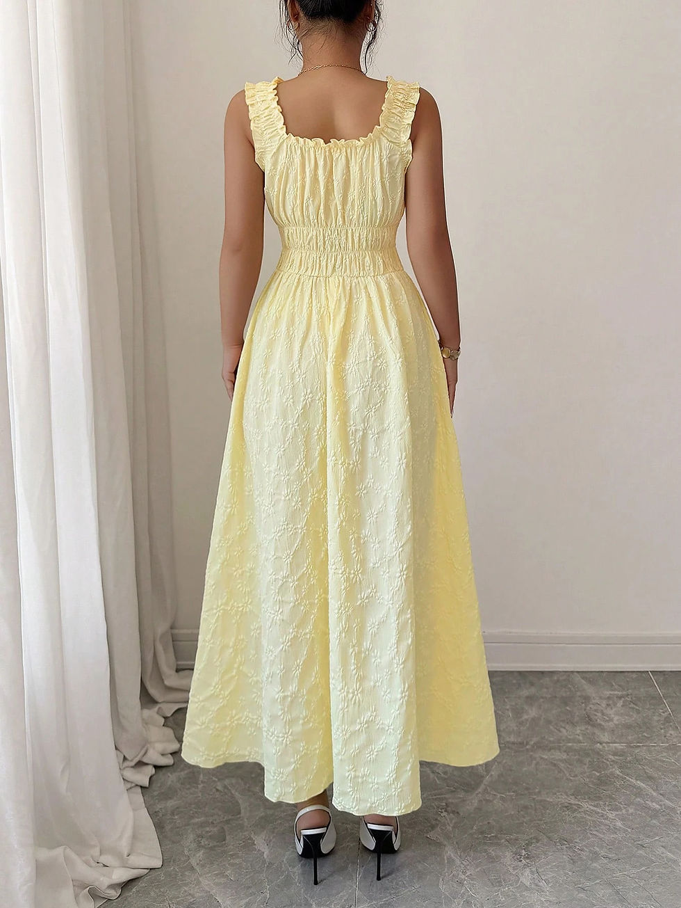 Thumbnail: Vacation Essential Yellow Smocked Midi Dress, Chic Beach Party Date Night Dress