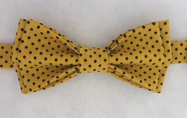 Mustard with Black Polka Dots