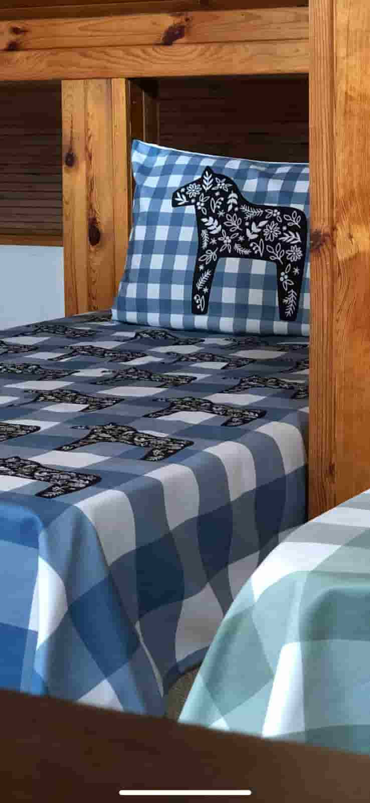 Nordhus Swedish Horse Blue Throw Pillow Cover