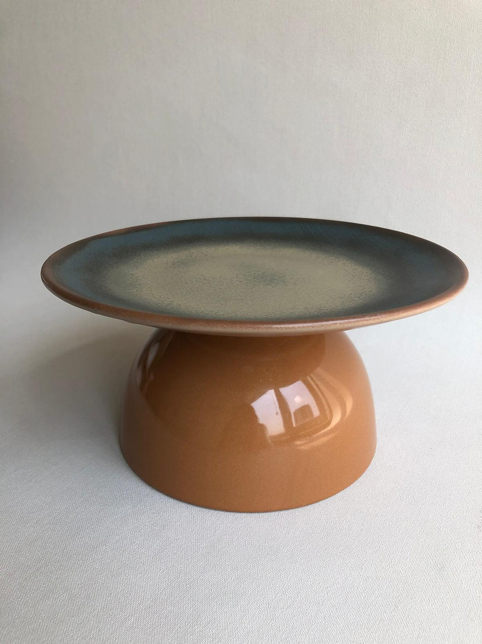 Moon Mustard Ceramic Footed Presentation Plate