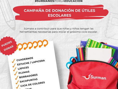 Grupo Surman refuerza su compromiso social con la campaña de donación de útiles escolares.