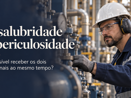 Trabalhador com equipamentos de proteção em ambiente industrial, ilustrando o tema dos adicionais de insalubridade e periculosidade.