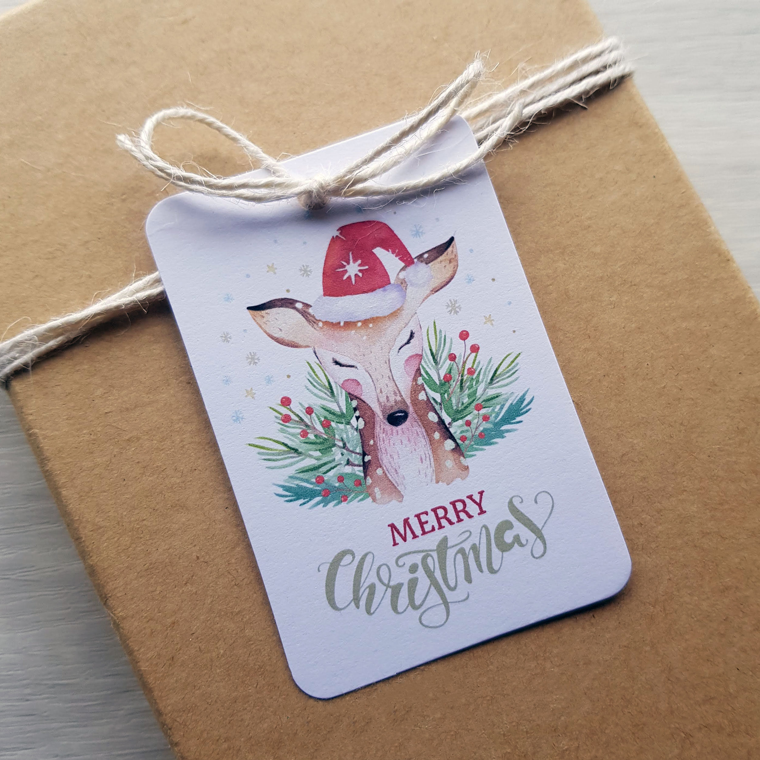 Festive Animals Christmas Tags - Deer, Raccoon, Bear, Penguin