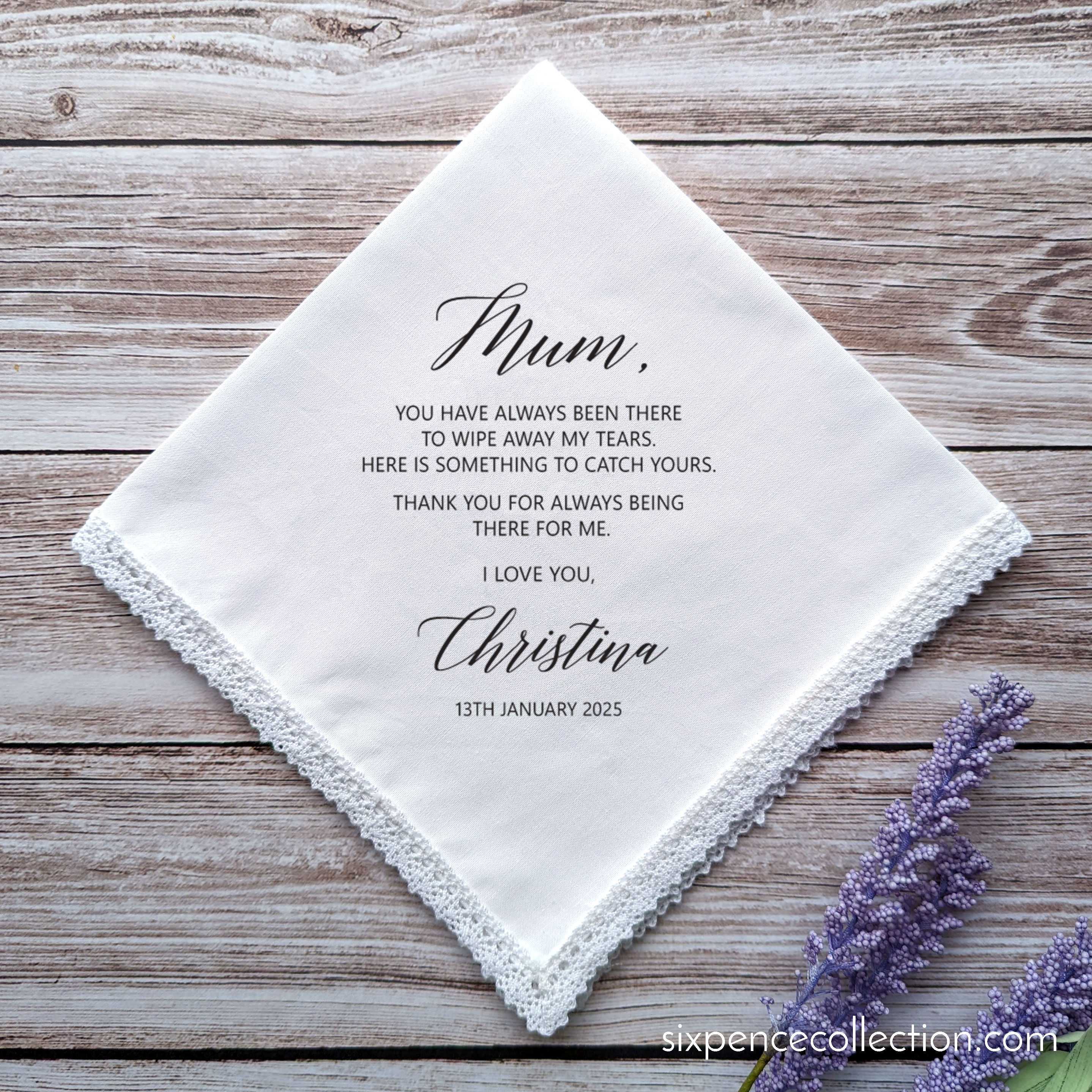 Personalised Wedding Hanky for Mother of the Bride