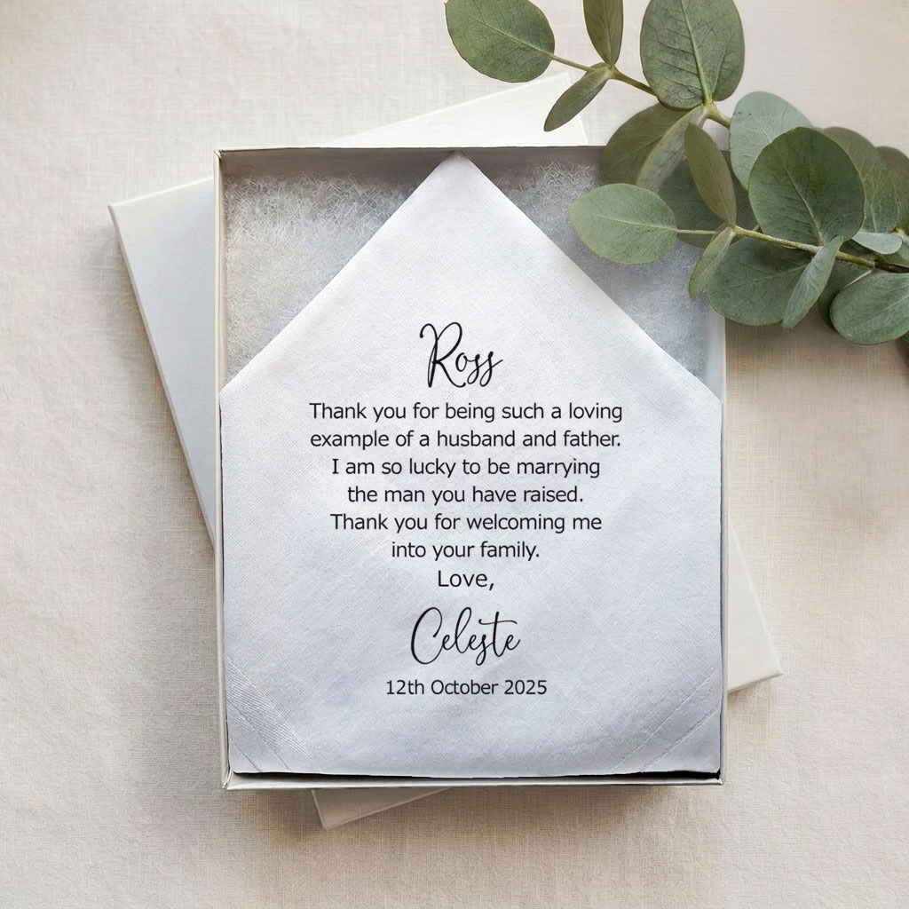 Father-in-law Printed Wedding Handkerchief- 3 Poem Options
