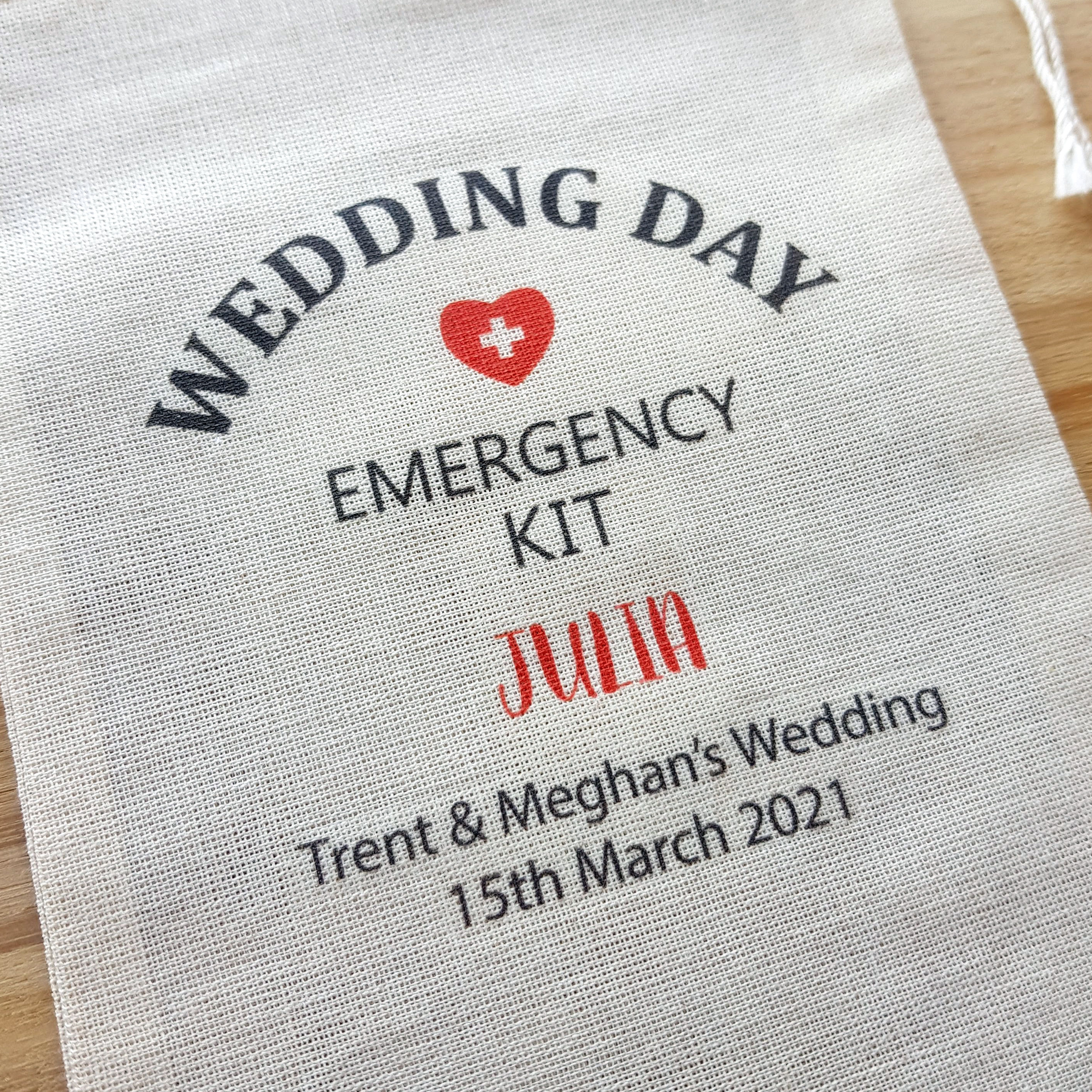 Wedding Day Emergency Kit Personalised Bags