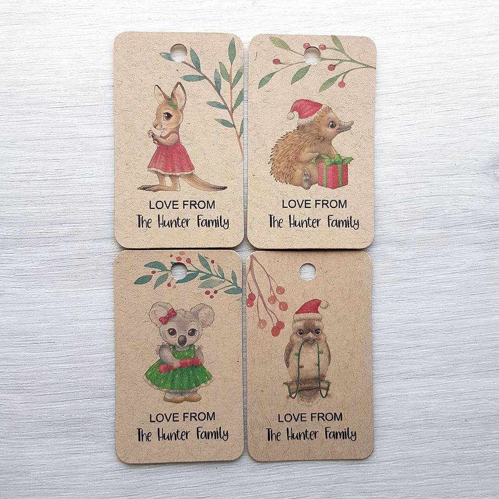 Thumbnail: Australian Animals Personalised Gift Tags - Kookaburra, Echidna, Koala