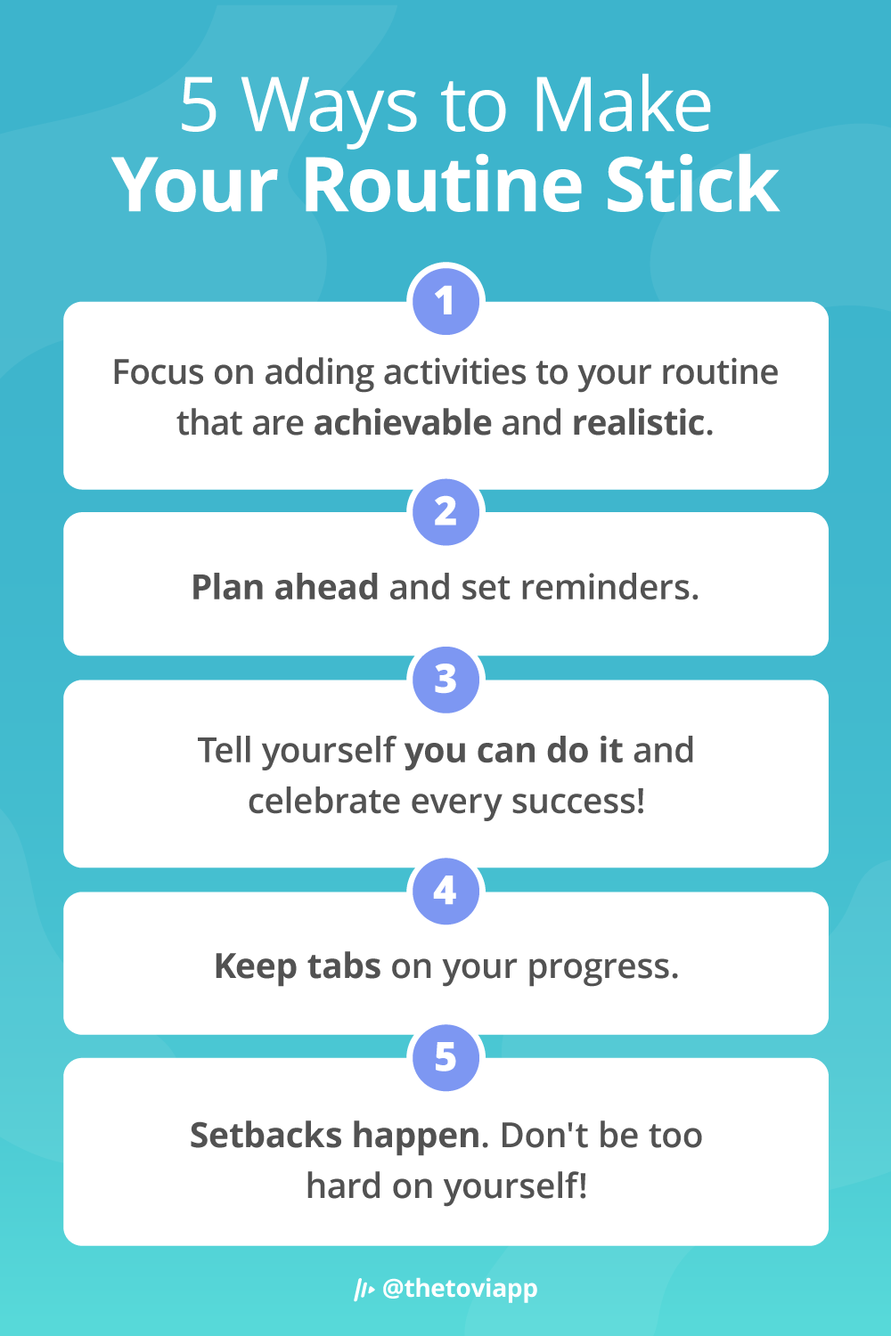Infographic explaining 5 ways to make your routine stick