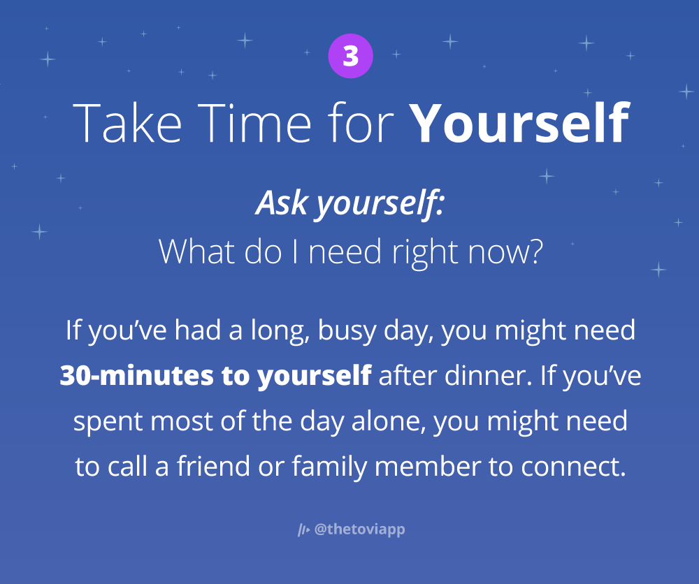 Infographic explaining how to take time for yourself in the evening.