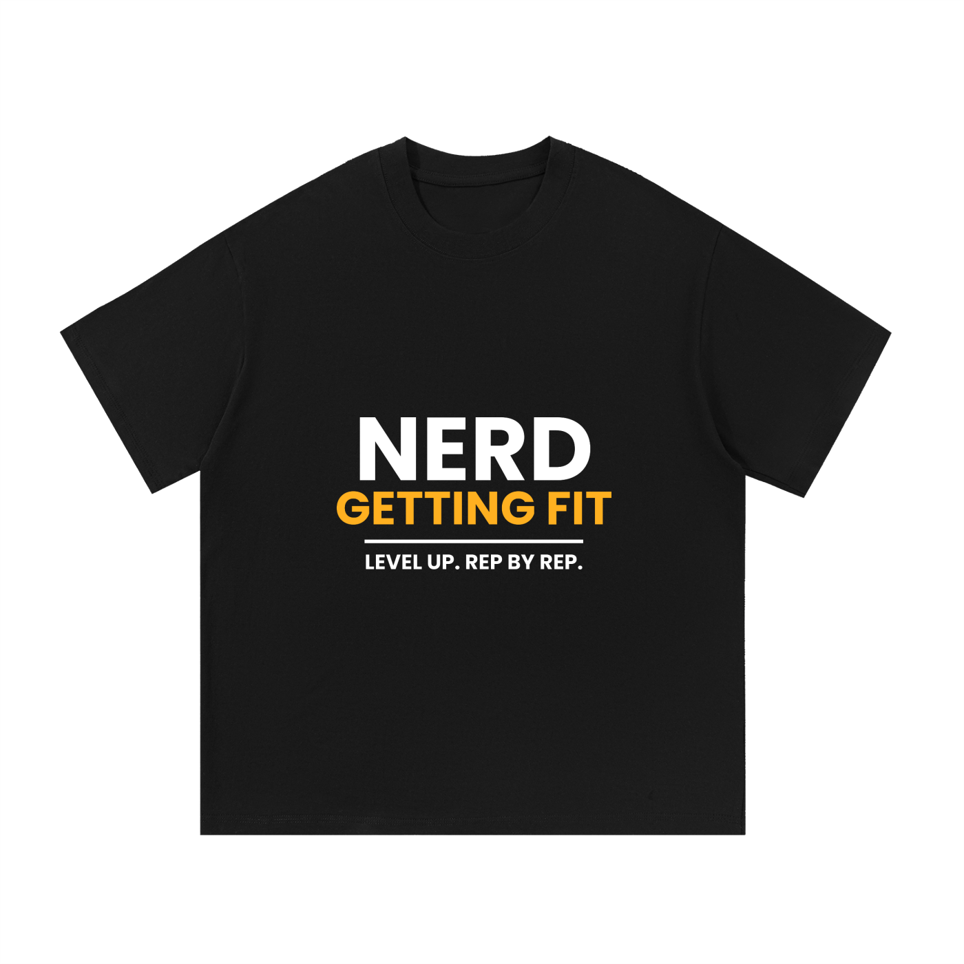 Nerd Getting Fit Heavyweight Tee - Level Up. Rep by Rep.