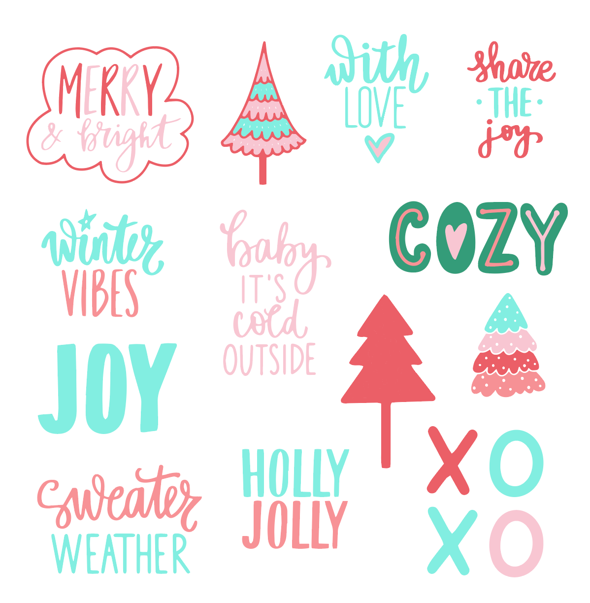 Pastel Christmas SVG Bundle