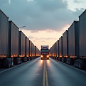 Dynamic truck blurred in motion on open road, symbolizing streamlined freight logistics services