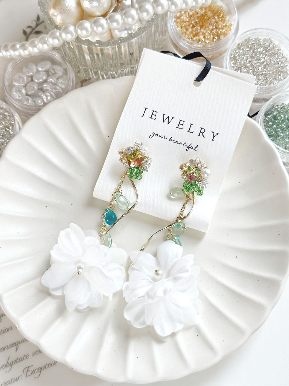 Thumbnail: Star Crystal Rhinestone Chiffon Wedding Earrings