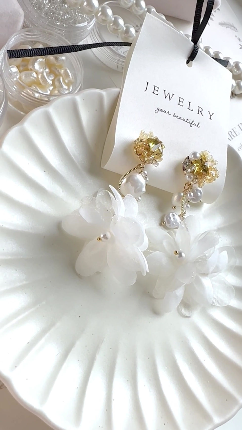 Thumbnail: Star Crystal Rhinestone Chiffon Wedding Earrings