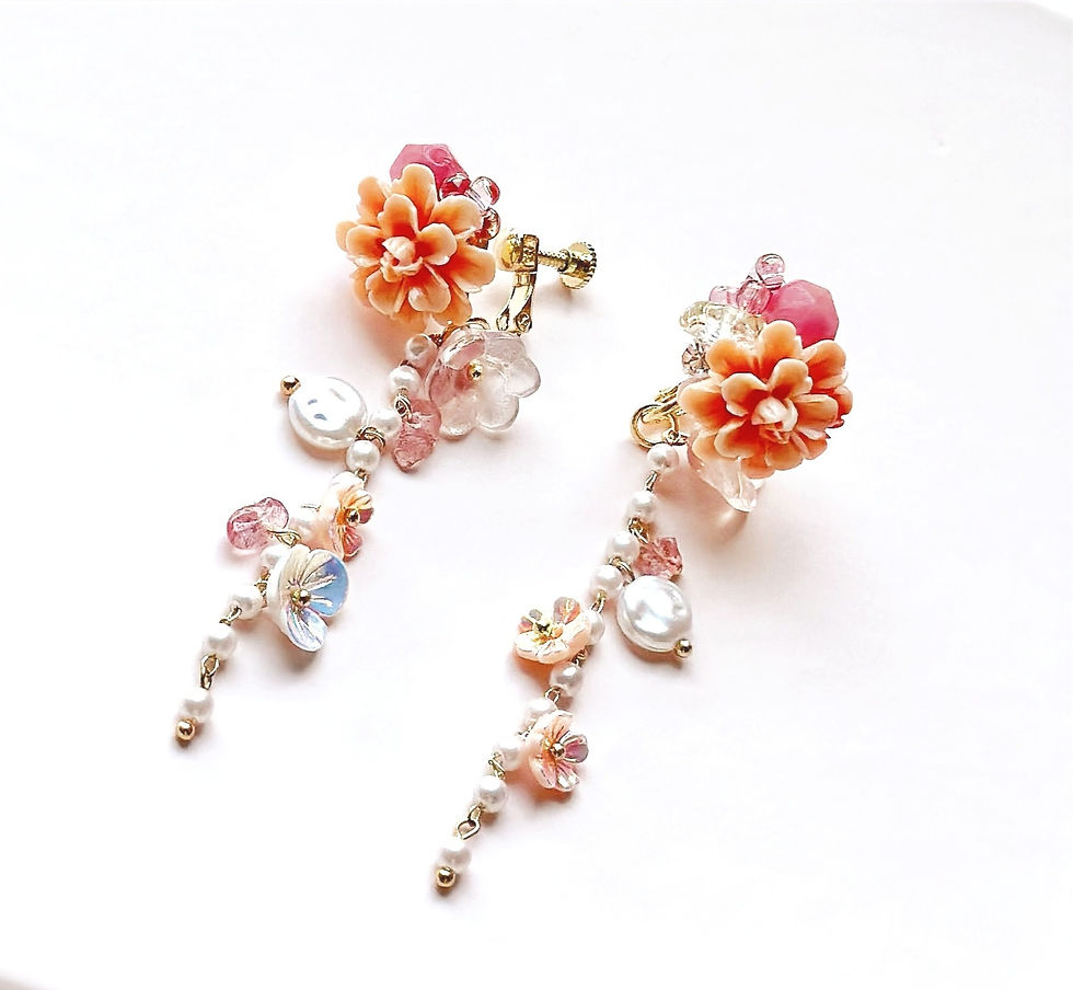 Thumbnail: Elegant Floral Garden Earrings with Colorful Gemstone Accents