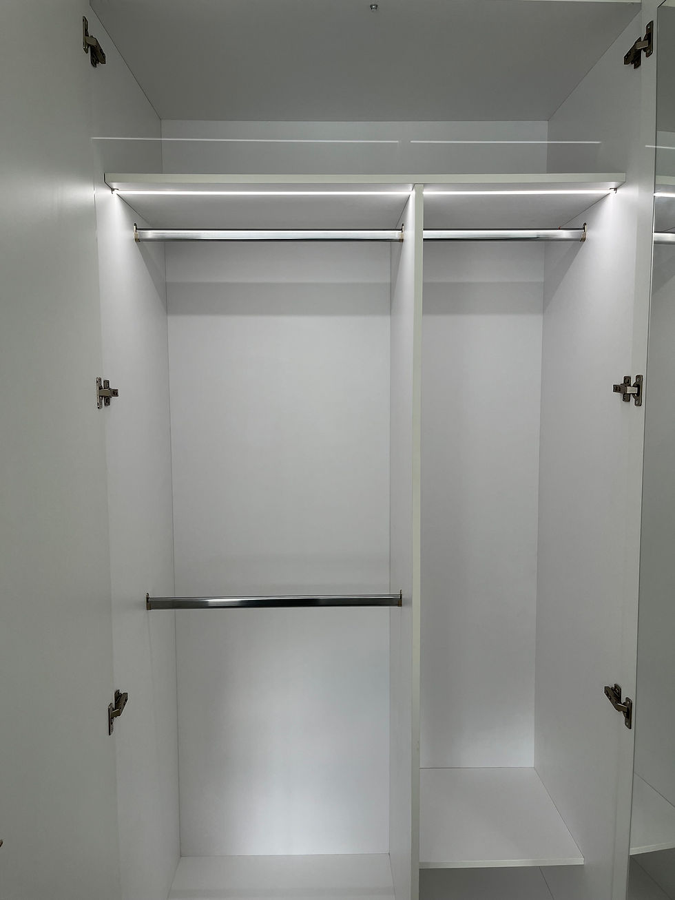 Made to measure wardrobe with LED lighting