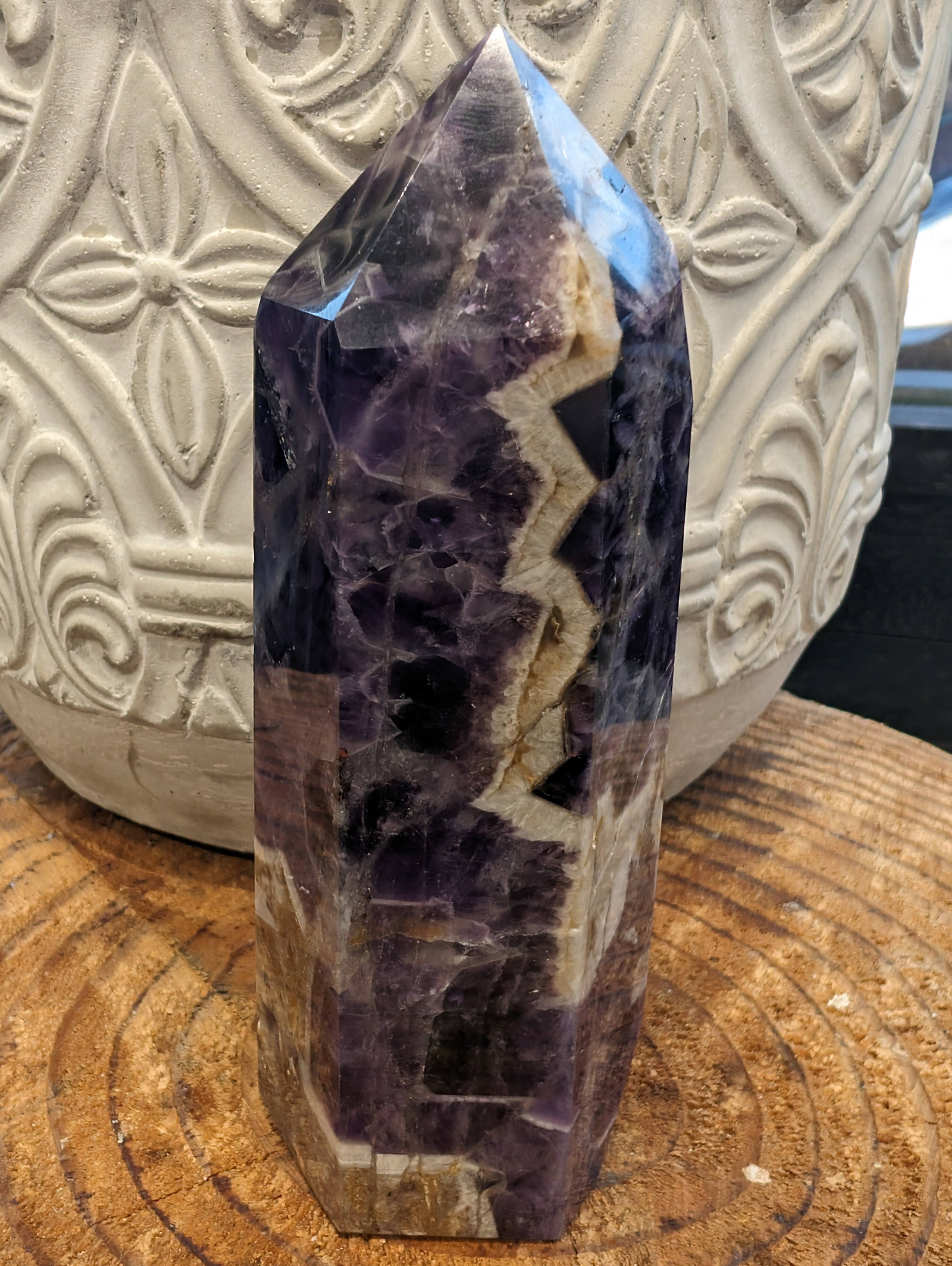 Chevron Amethyst Freestanding Point