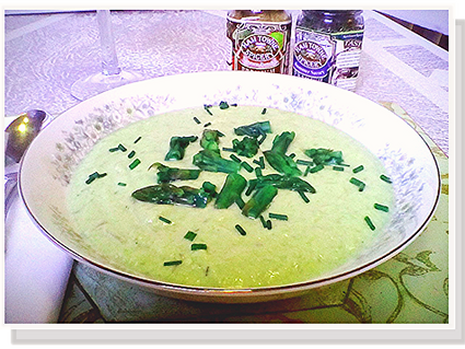 Fresh Asparagus Soup With  Summer Savory
& Chives