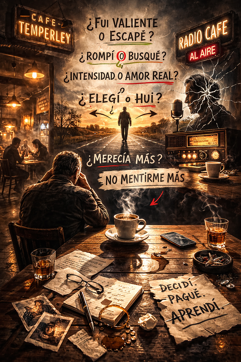 Sin Emision. Imagen de una persona escuchando su propia voz en la Radio