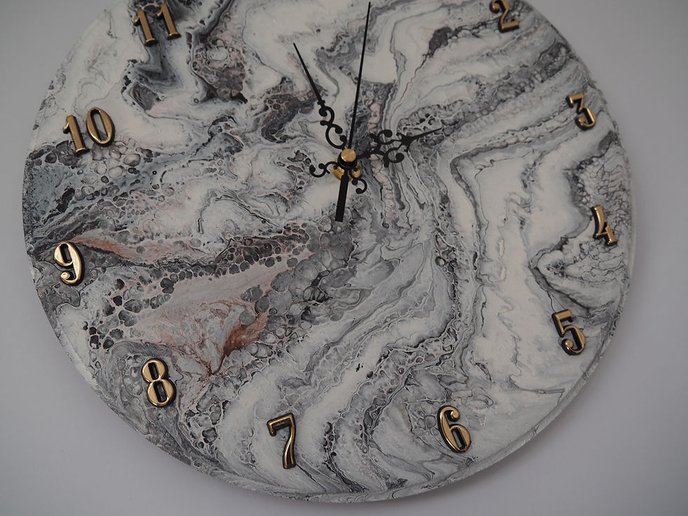 Thumbnail: Clock - Marble Effect #6 (touch of brown) (30 cm diameter)