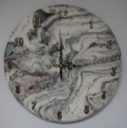 Clock - Marble Effect #6 (touch of brown) (30 cm diameter)